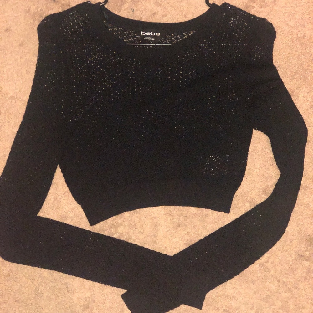 BeBe Cropped fishnet sweater Small